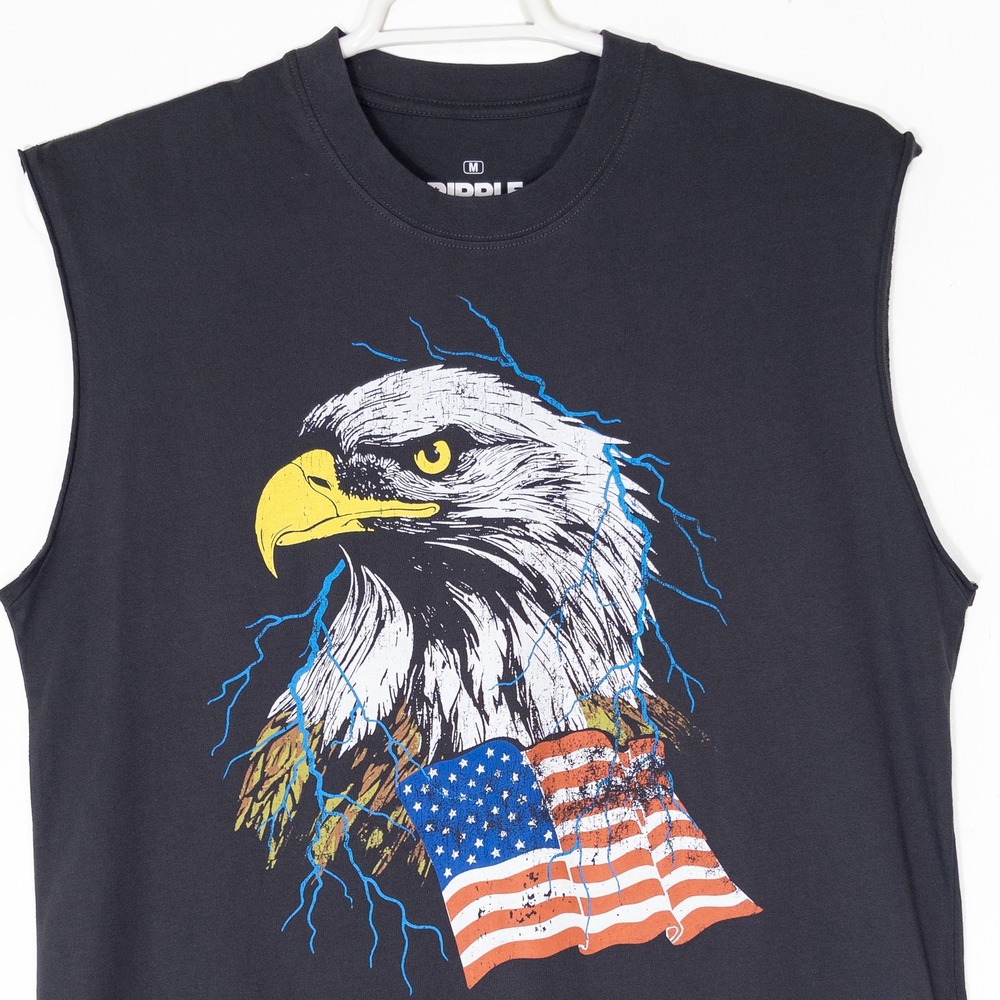Ripple Junction Eagle American Flag Lightning Muscle Tee Mens M USA